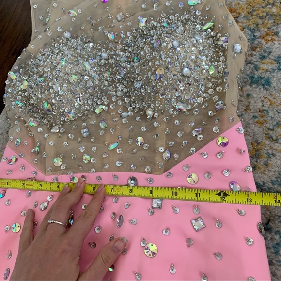 Pink Sparkle Fitted Ball Gown Prom Dress - Picture 6 of 14